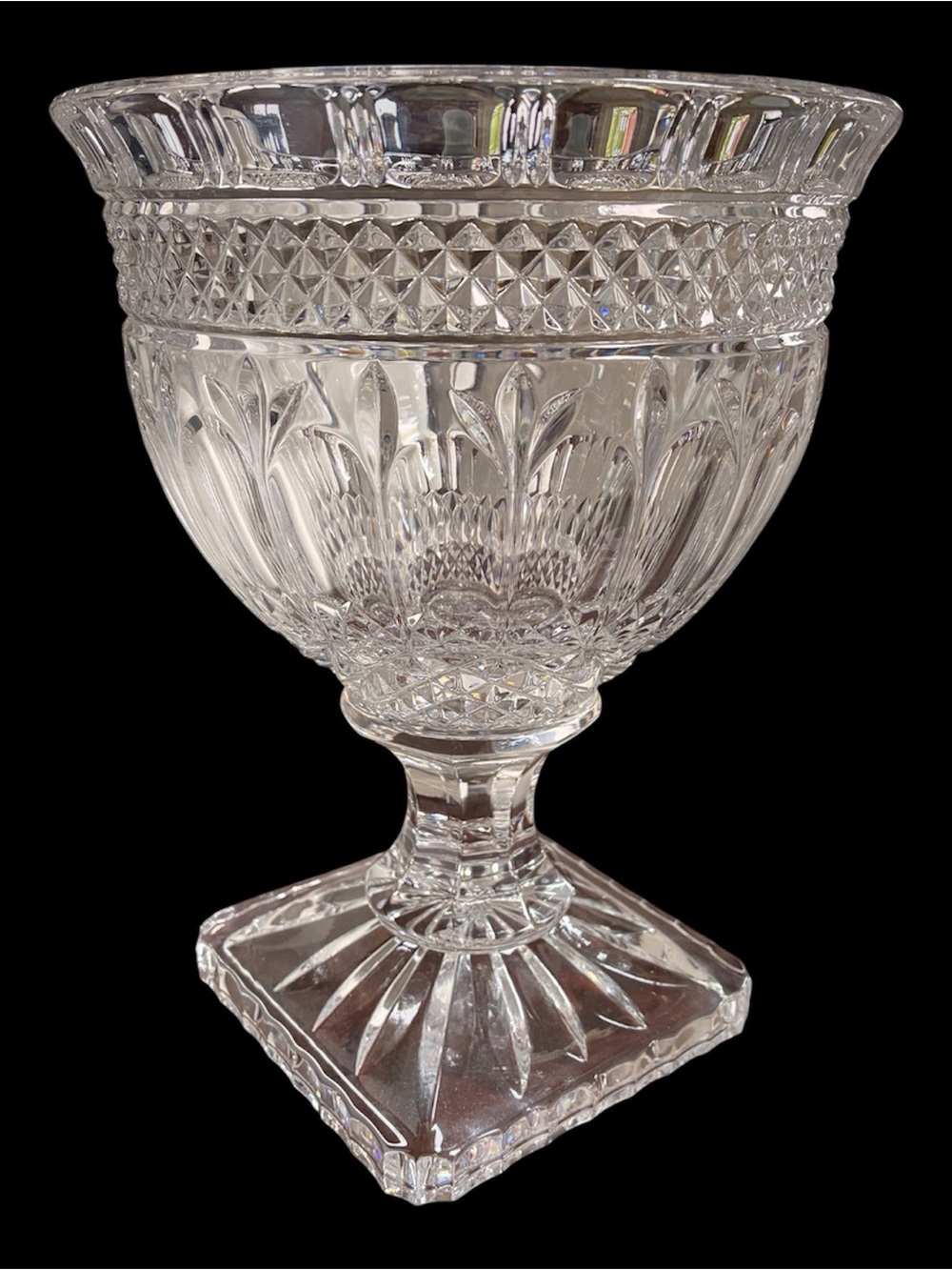 Godinger Brandon Pattern Clear Cut Crystal Pedestal Compote